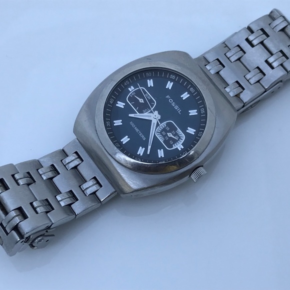 Fossil Blue Men Watch Silver Tone BQ-9241 Chrono - Picture 3 of 8